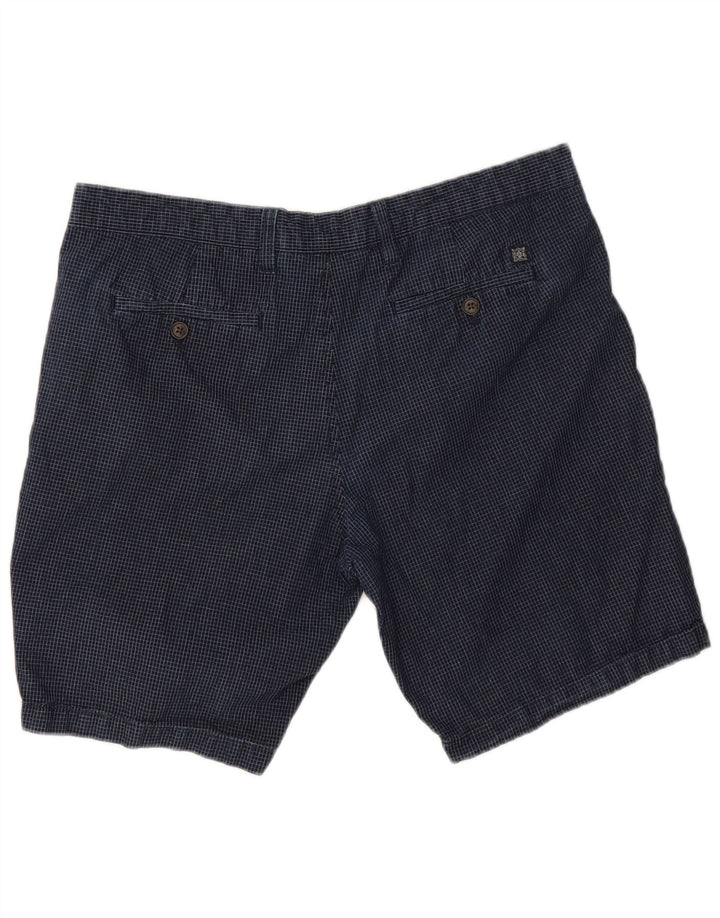 Pantaloncini chino da uomo Marks & Spencer W38 XL cotone a quadri blu navy