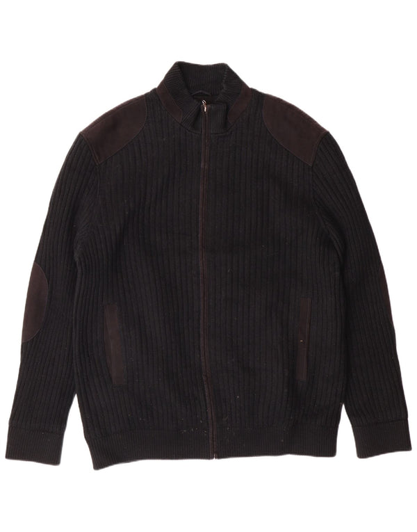 Pierre Cardin Mens Cardigan Sweater IT 56 XL Black Polyester