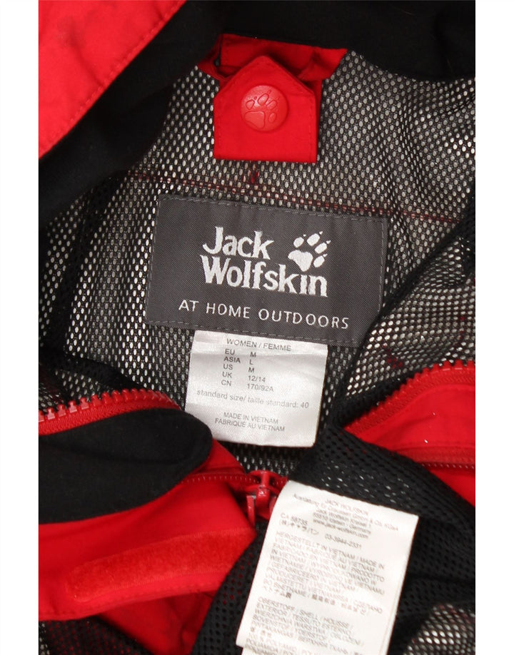 Giacca antipioggia con cappuccio da donna Jack Wolfskin UK 12/14 Medium Red Poliammide