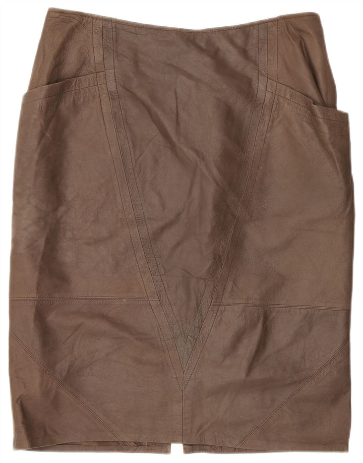 Gonna in pelle vintage da donna W32 grande marrone