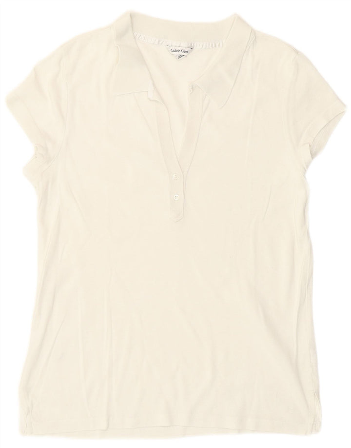 Polo da donna Calvin Klein UK 14 cotone bianco medio