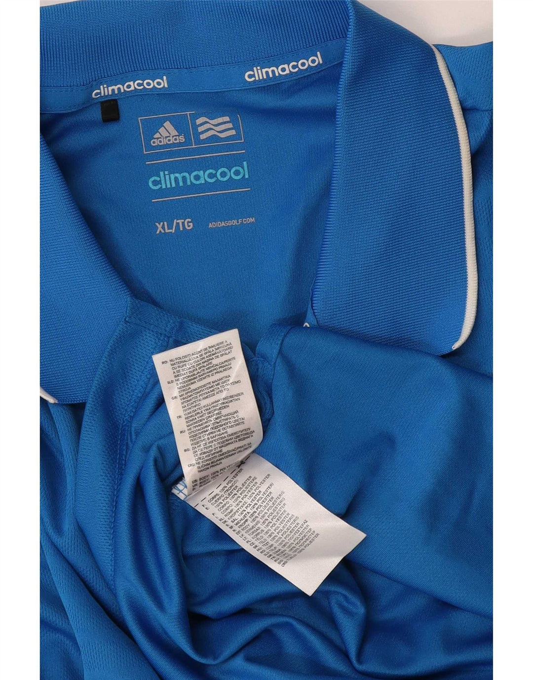 Polo Adidas Climacool da uomo XL in poliestere a righe blu