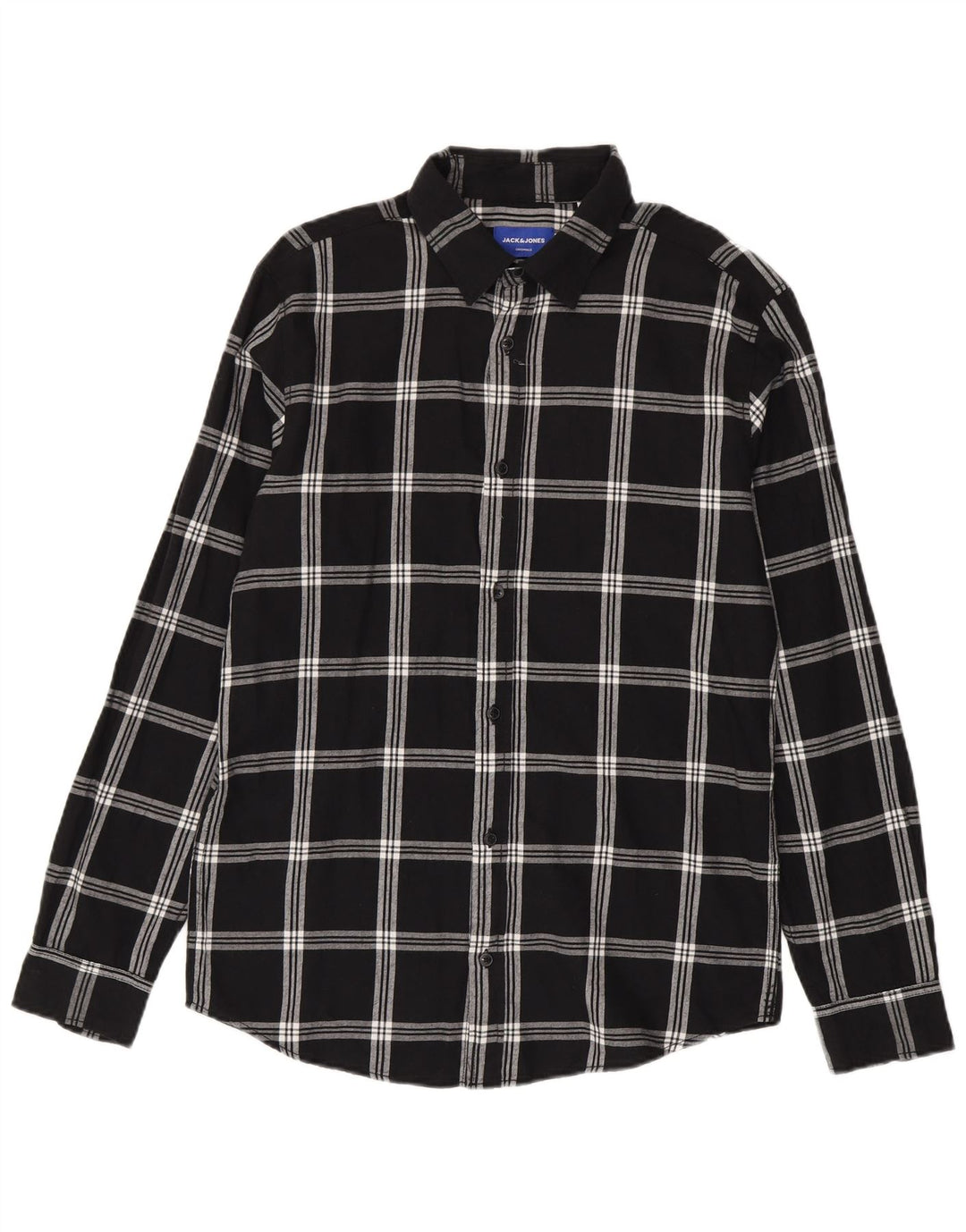 Jack & Jones Camicia da uomo in flanella di cotone a quadri neri grandi