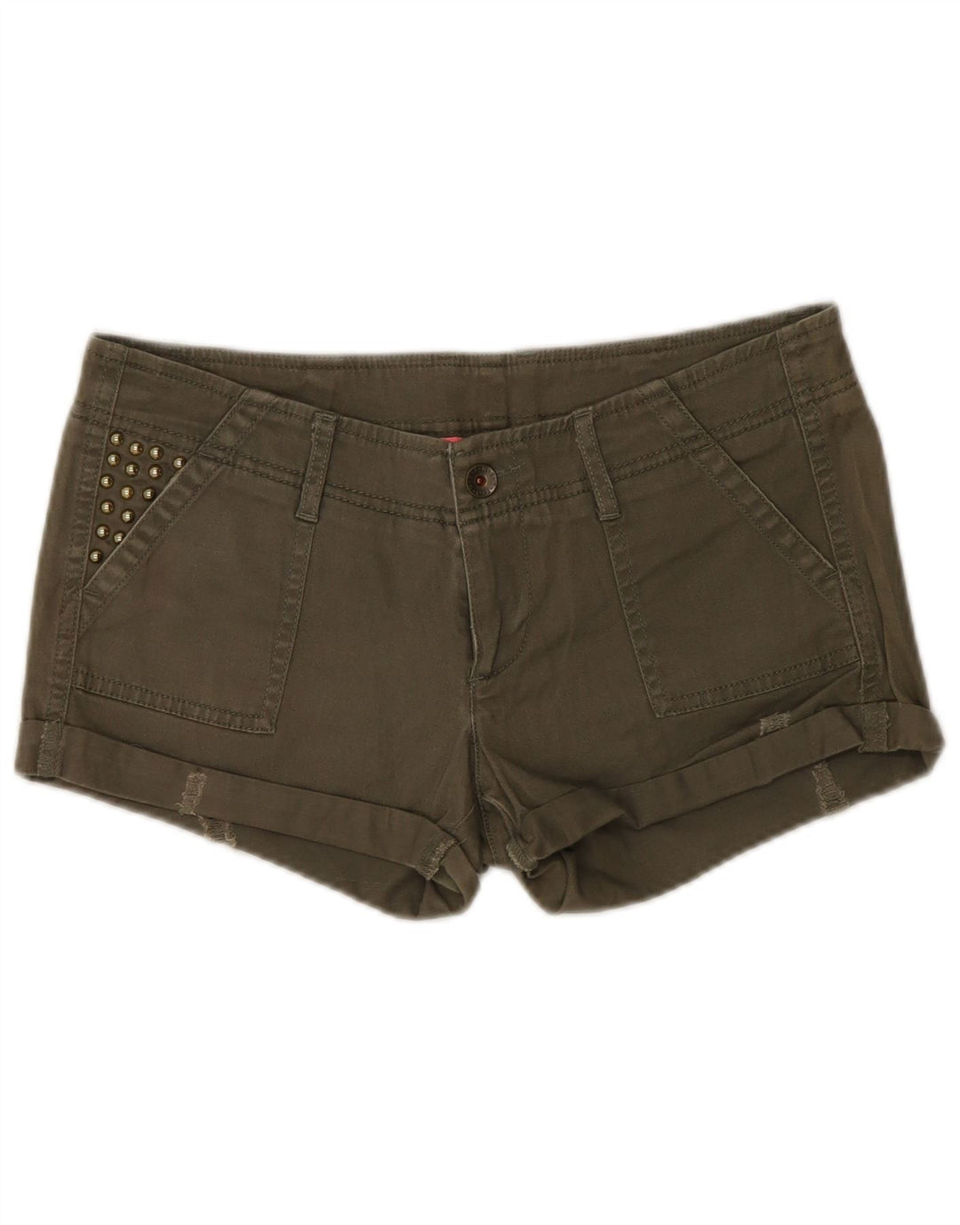 Pantaloni caldi denim da donna Benetton W28 cotone kaki medio
