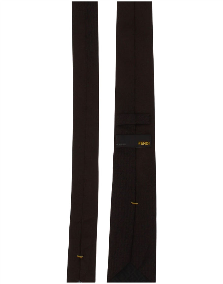FENDI Mens Tie One Size Brown Silk Classic