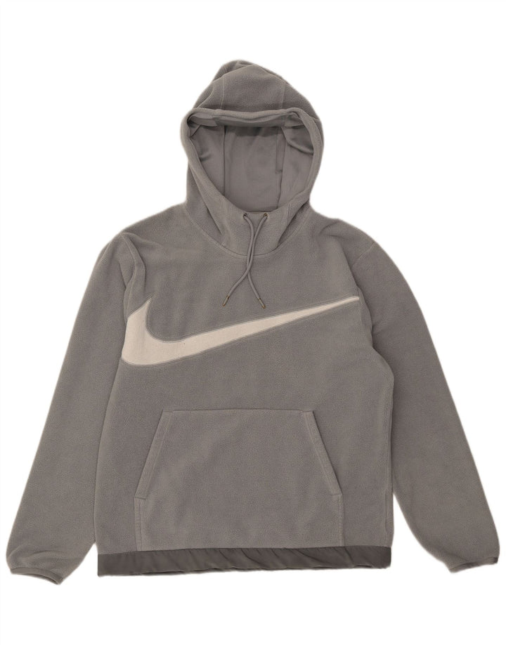 Maglia in pile con cappuccio grafico Nike da uomo in poliestere grigio medio