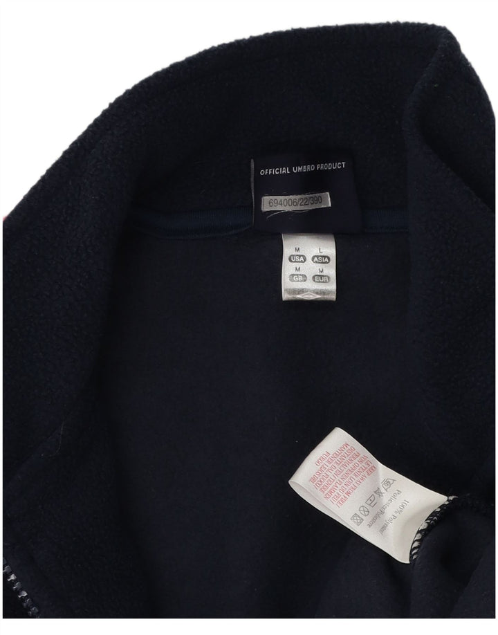Maglione in pile da uomo Umbro con collo con zip, poliestere color block medio blu navy