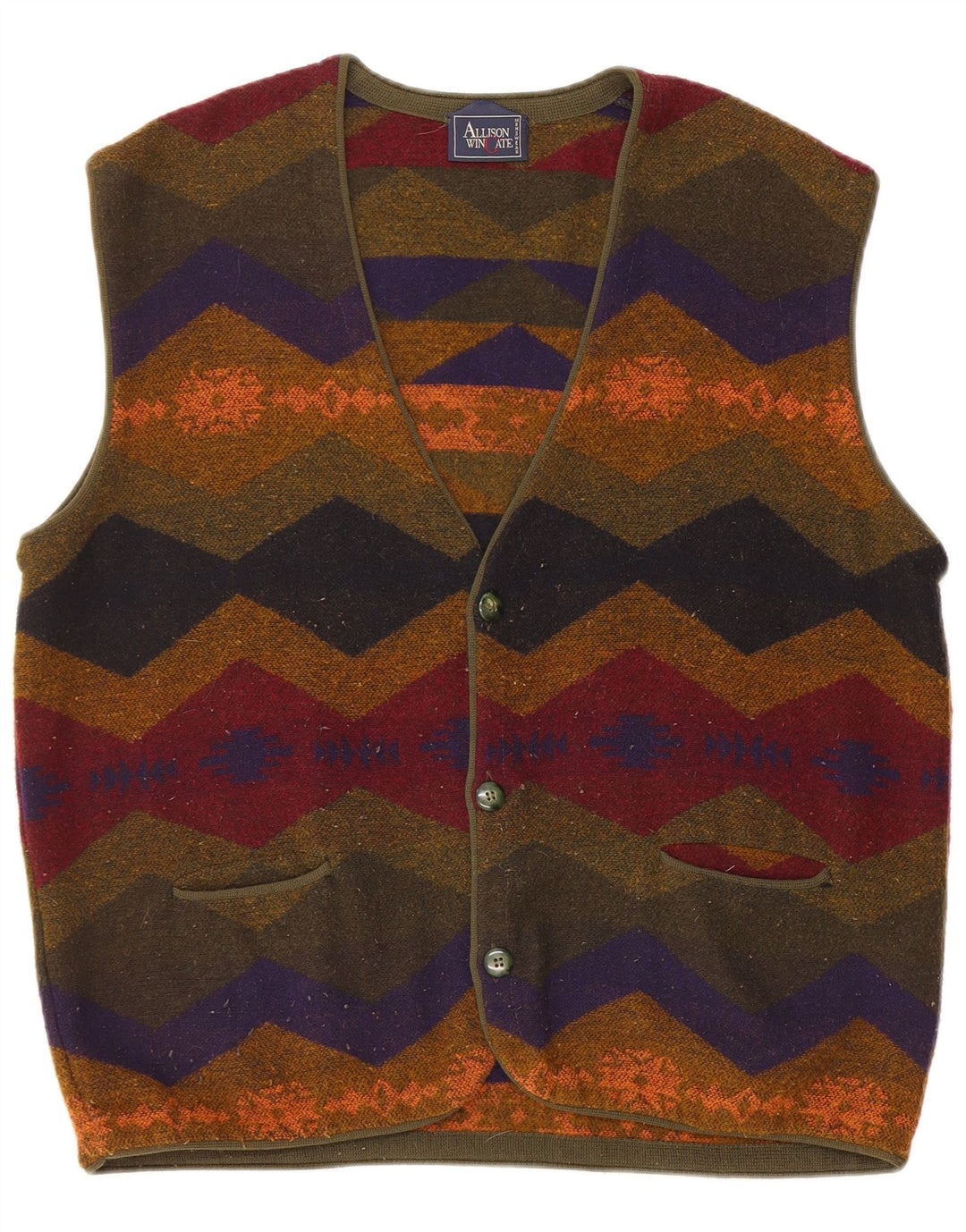 ALLISON WINGATE Maglione cardigan da uomo grande multicolore Fair Isle