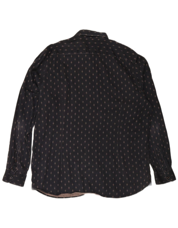 Camicia da uomo TED BAKER taglia 7 3XL cotone geometrico blu navy