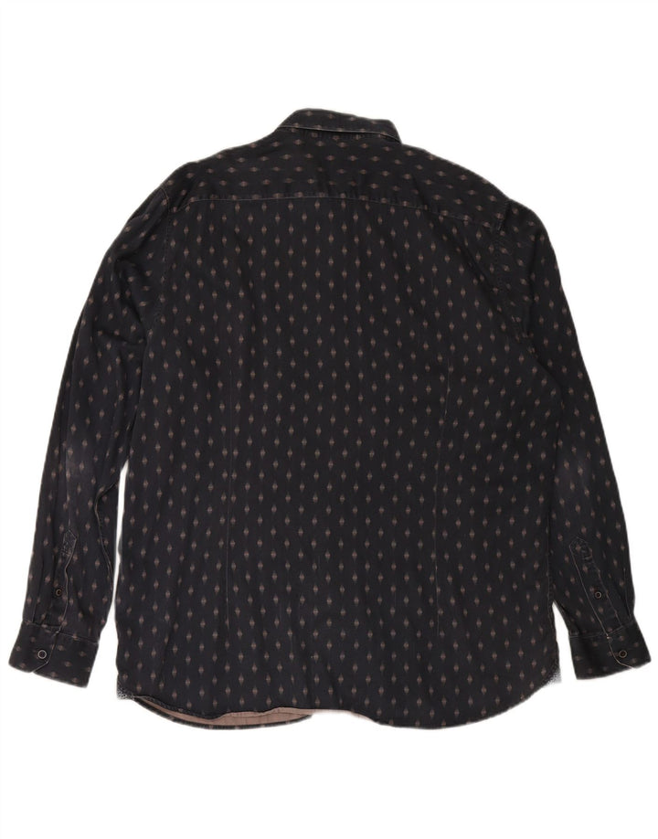 Camicia da uomo TED BAKER taglia 7 3XL cotone geometrico blu navy