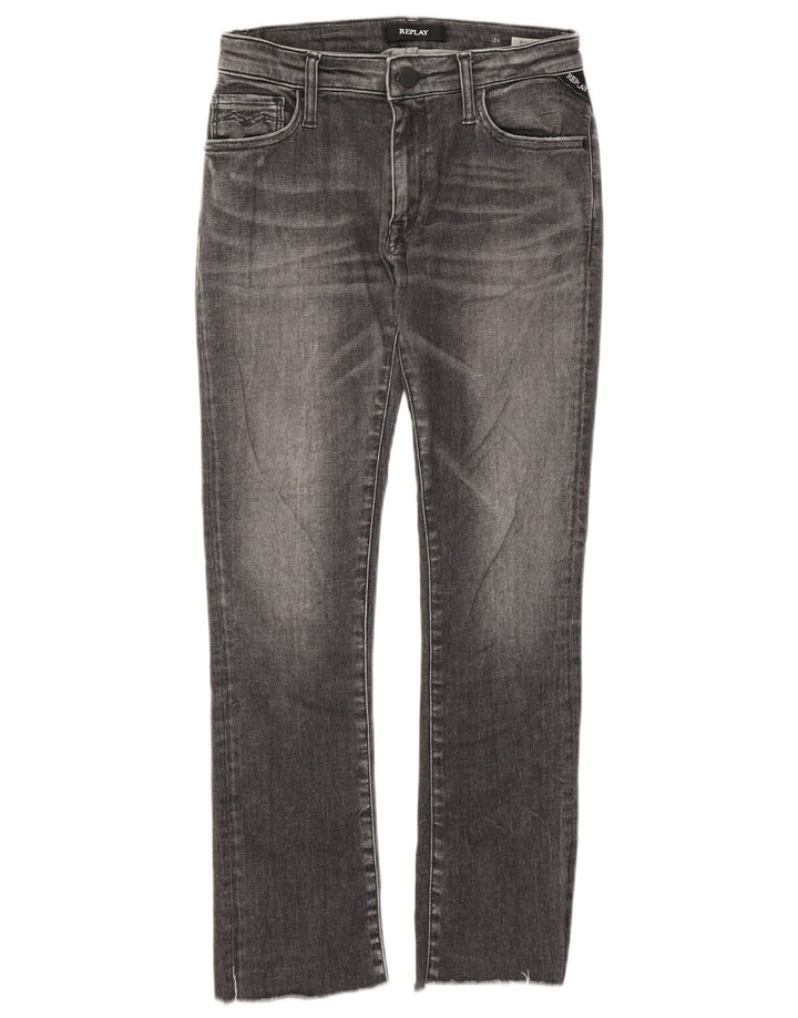 Jeans slim corti da donna Replay W24 L24 cotone grigio
