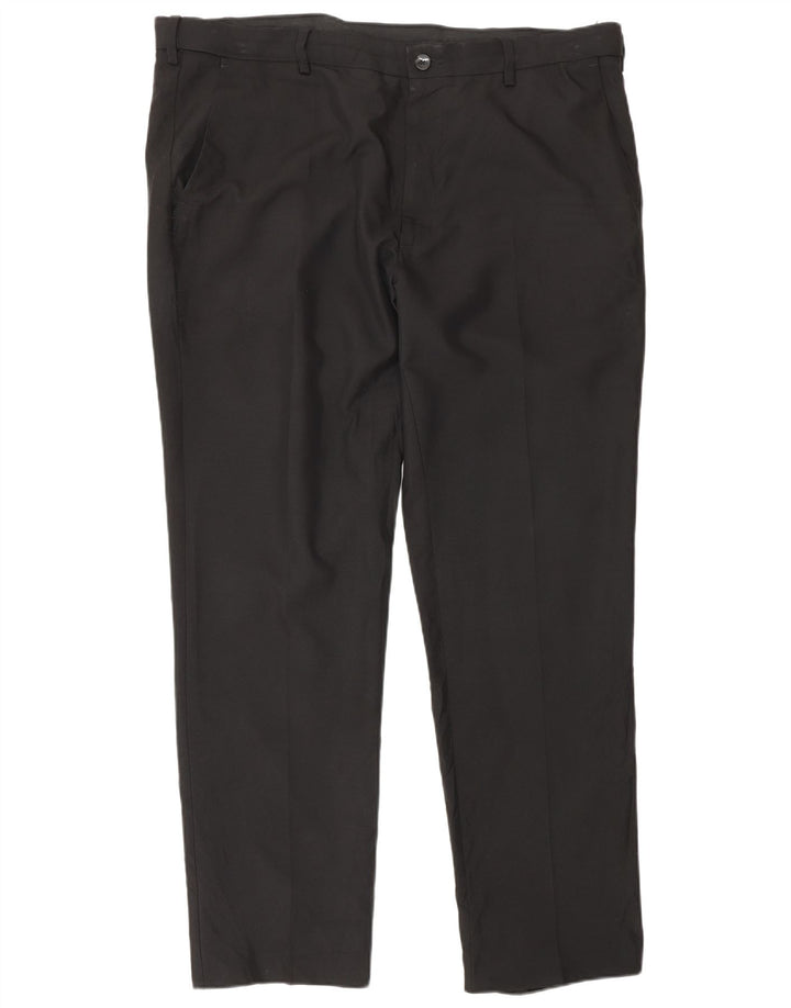 Pantaloni da abito dritti da uomo Marks & Spencer vestibilità regolare W40 L30 neri