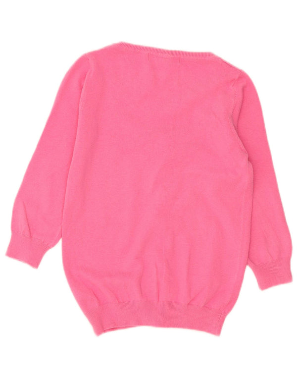 Maglione cardigan con maniche a 3/4 da donna Zara UK 10 piccolo cotone rosa