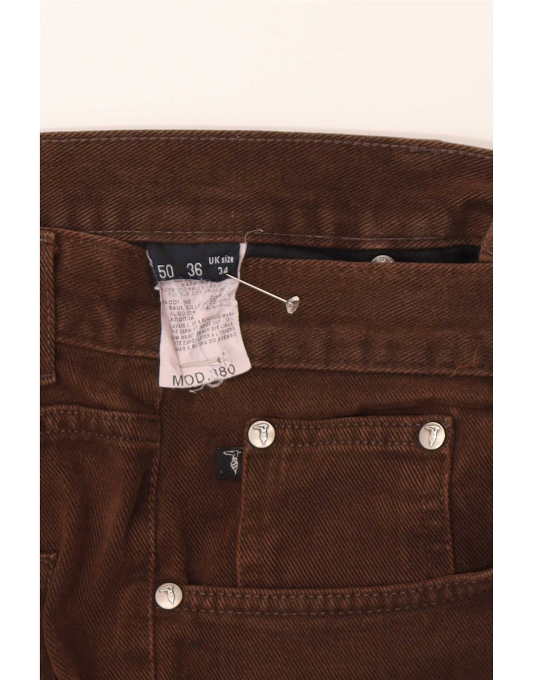 Jeans Straight Uomo Trussardi W34 L30 Cotone Marrone