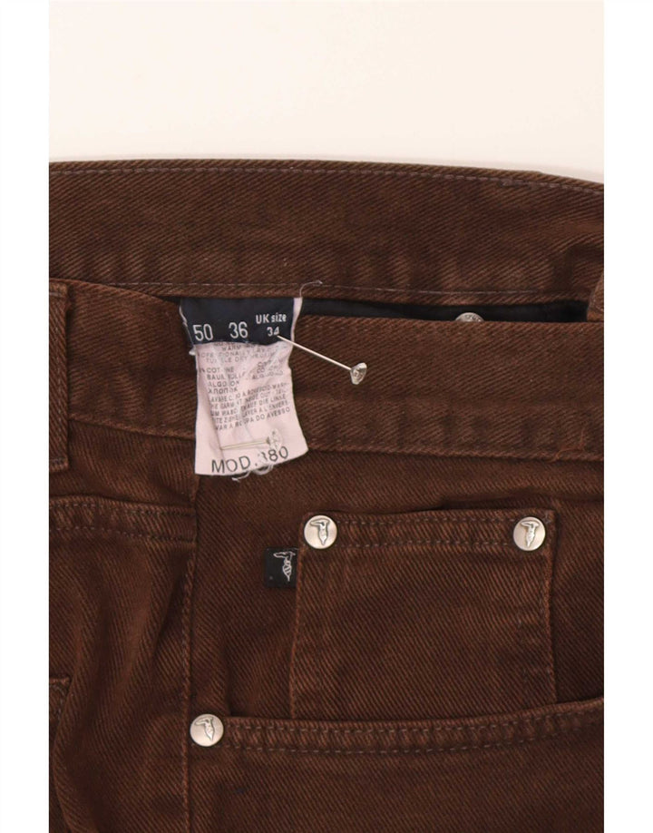 Jeans Straight Uomo Trussardi W34 L30 Cotone Marrone
