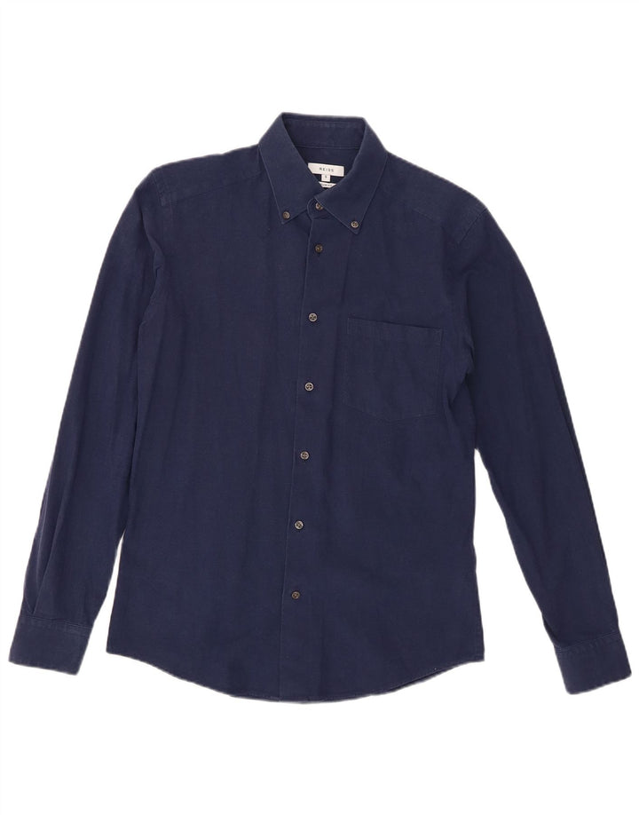 Camicia Reiss da uomo slim fit piccola in cotone blu navy