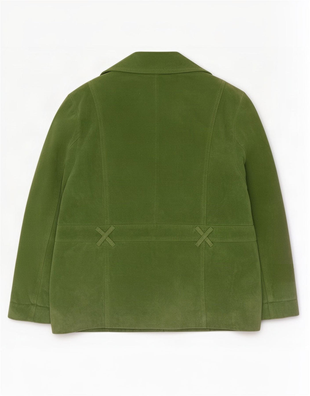 Giacca blazer vintage in pelle scamosciata a 4 bottoni da donna UK 20 2XL in pelle verde