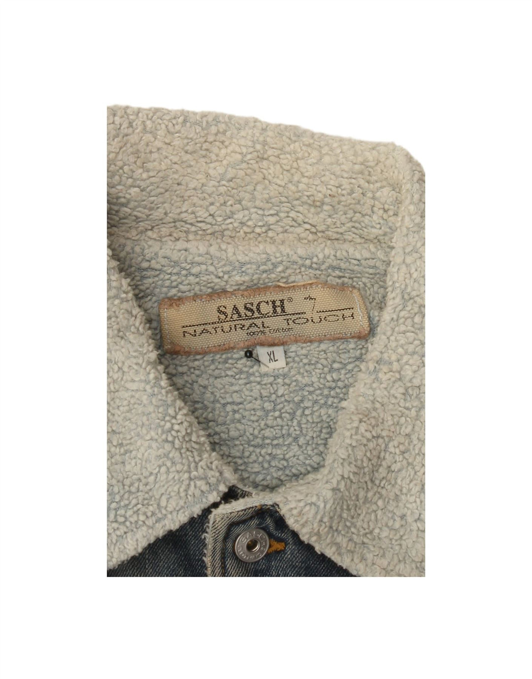 SASCH Mens Denim Sherpa Jacket UK 42 XL Blue Cotton Vintage Sasch and Second-Hand Sasch from Messina Hembry 