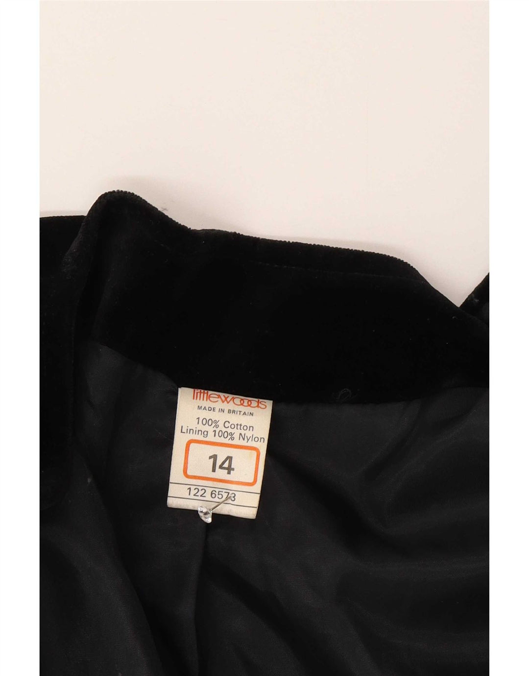 Giacca blazer oversize in velluto da donna vintage UK 14 cotone nero medio