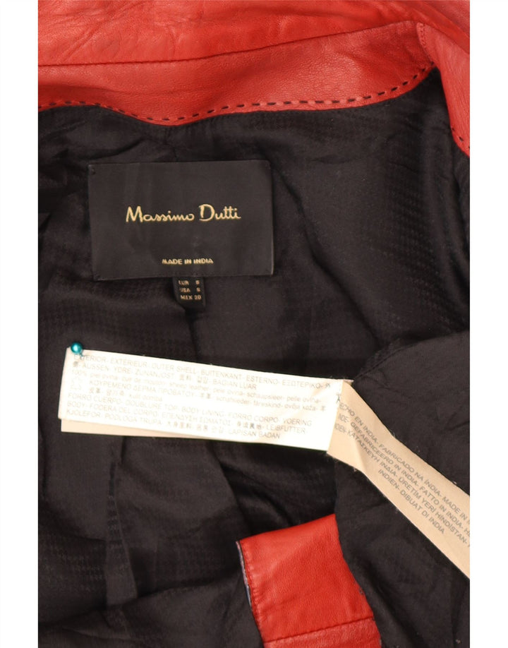 Giacca da motociclista in pelle da uomo Massimo Dutti UK 36 piccola pelle rossa