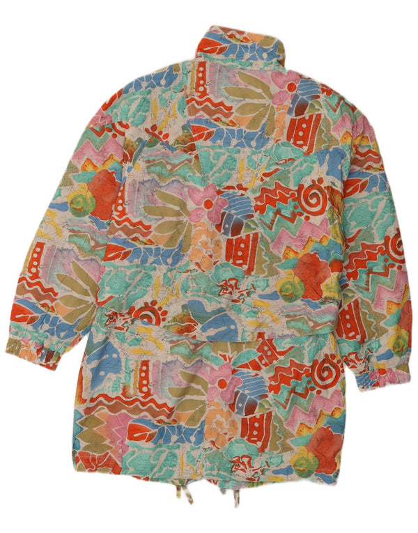 Giacca a vento vintage da donna UK 14 media multicolore geometrica