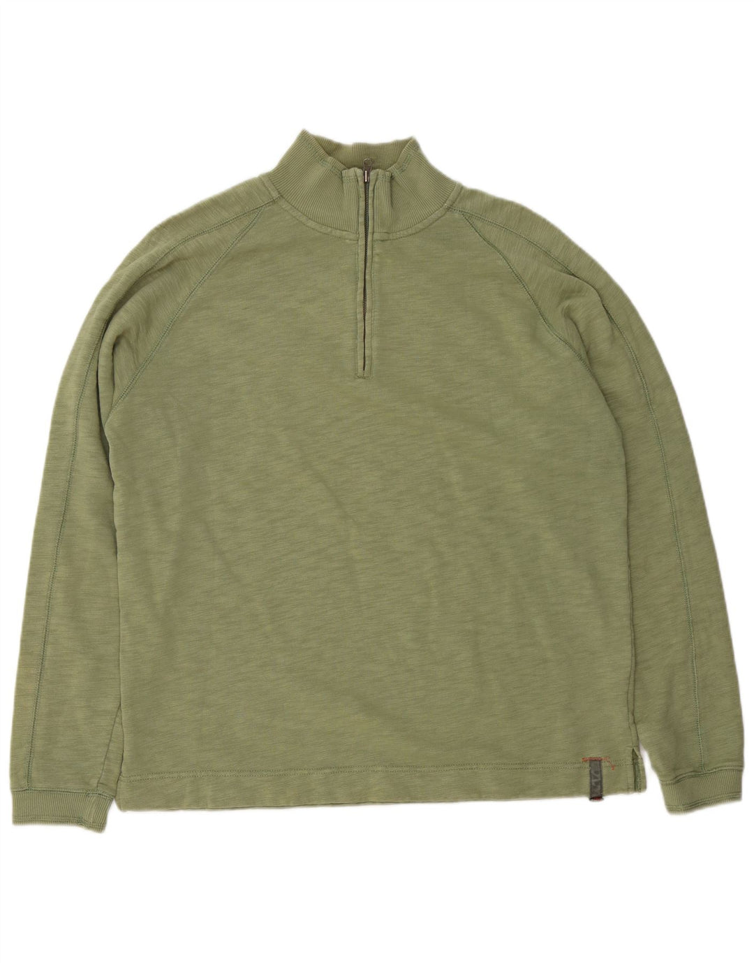 Felpa da uomo con collo con zip White Stuff, maglione, cotone screziato verde medio