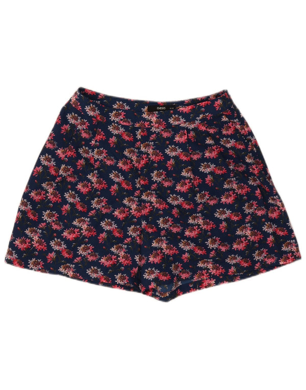 Pantaloncini casual con ancoraggio da donna Oasis UK 8 Small W26 Poliestere floreale blu navy