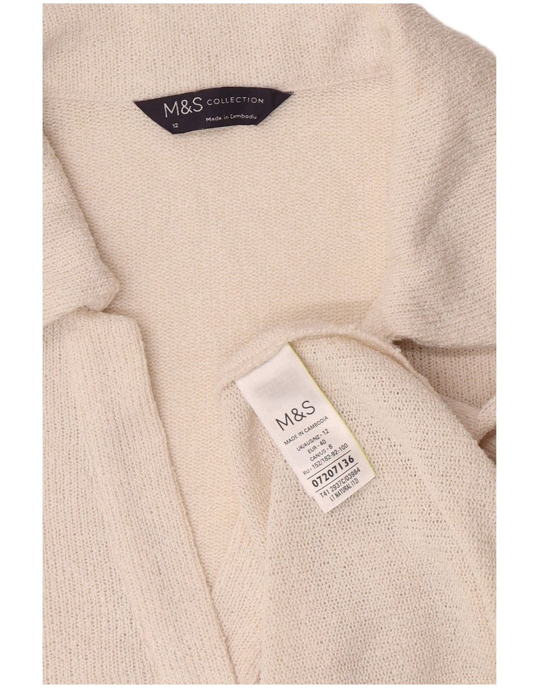 Polo da donna Marks & Spencer UK 12 poliestere bianco medio