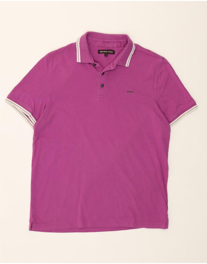 MICHAEL KORS Mens Polo Shirt Medium Purple Cotton