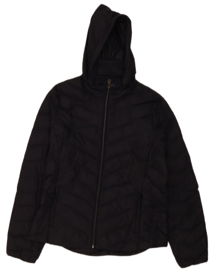 Giacca imbottita con cappuccio da donna Marks & Spencer UK 14 Large nera in poliammide