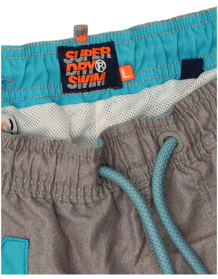 Pantaloncini da bagno grafici da uomo Superdry grandi in poliestere grigio