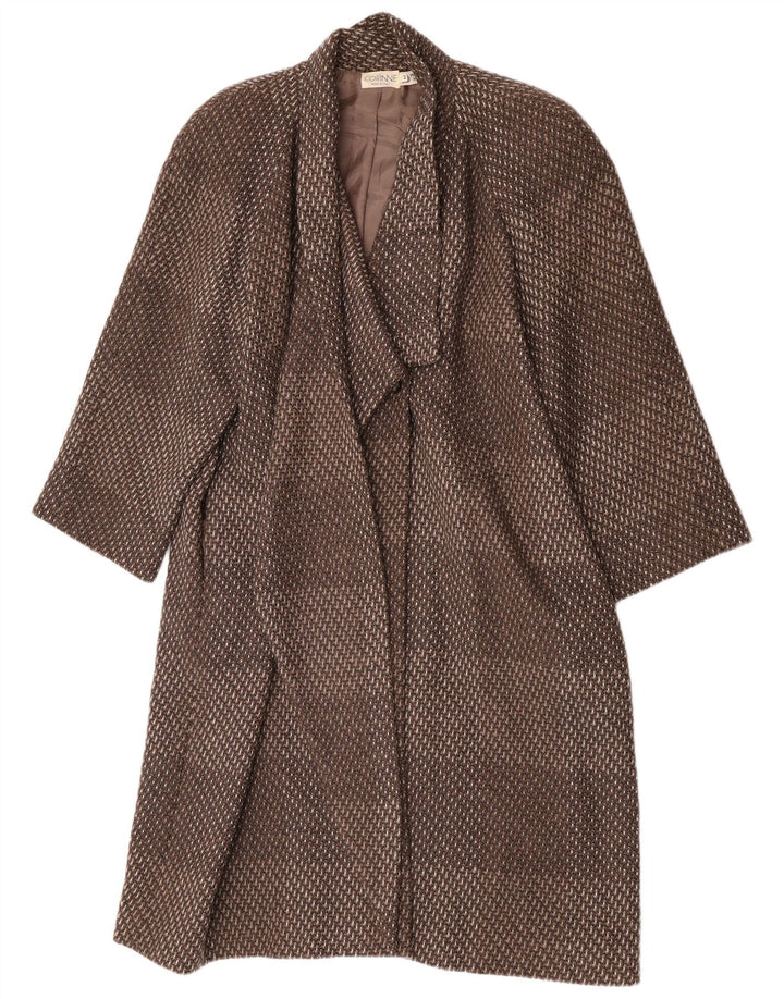 Soprabito vintage da donna EU 44 XL lana a righe marroni