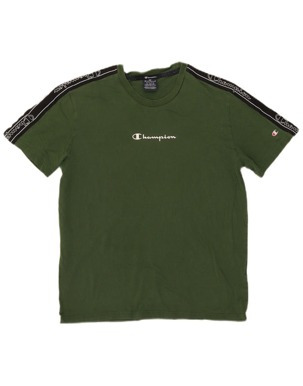 T-shirt grafica da uomo Champion Top verde medio color block