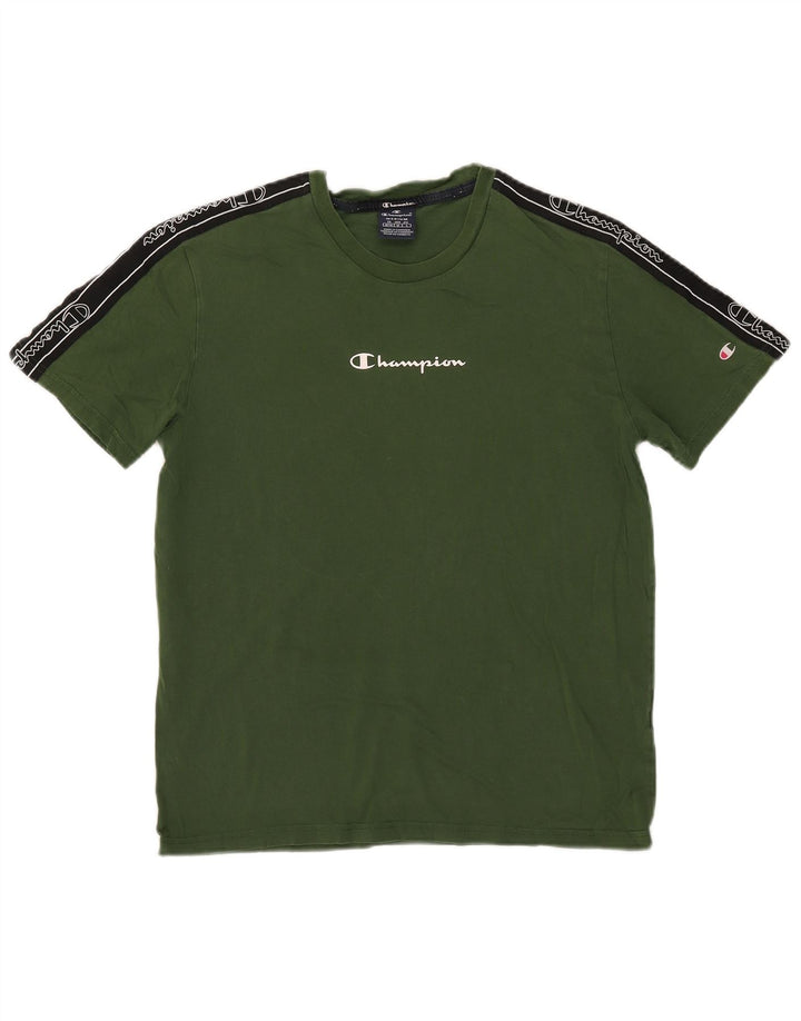T-shirt grafica da uomo Champion Top verde medio color block