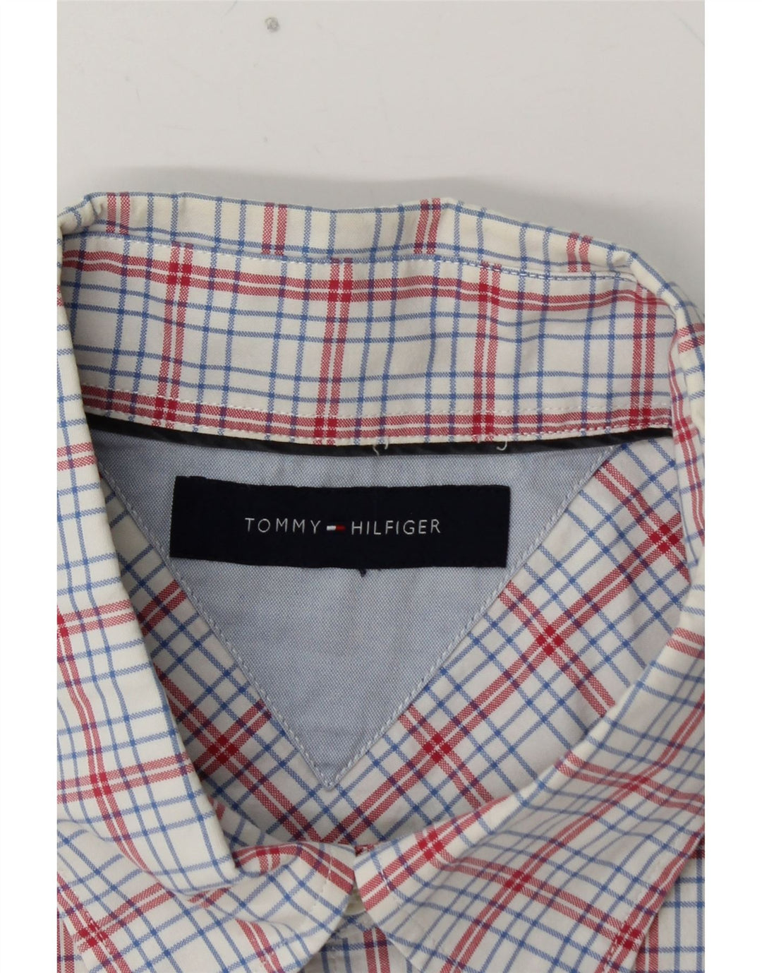 TOMMY HILFIGER Camicia a maniche corte da uomo XL in cotone a quadri blu