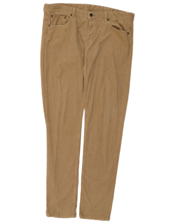 Pantaloni slim da uomo in velluto a coste Benetton IT 54 2XL W38 L33 Cotone Beige