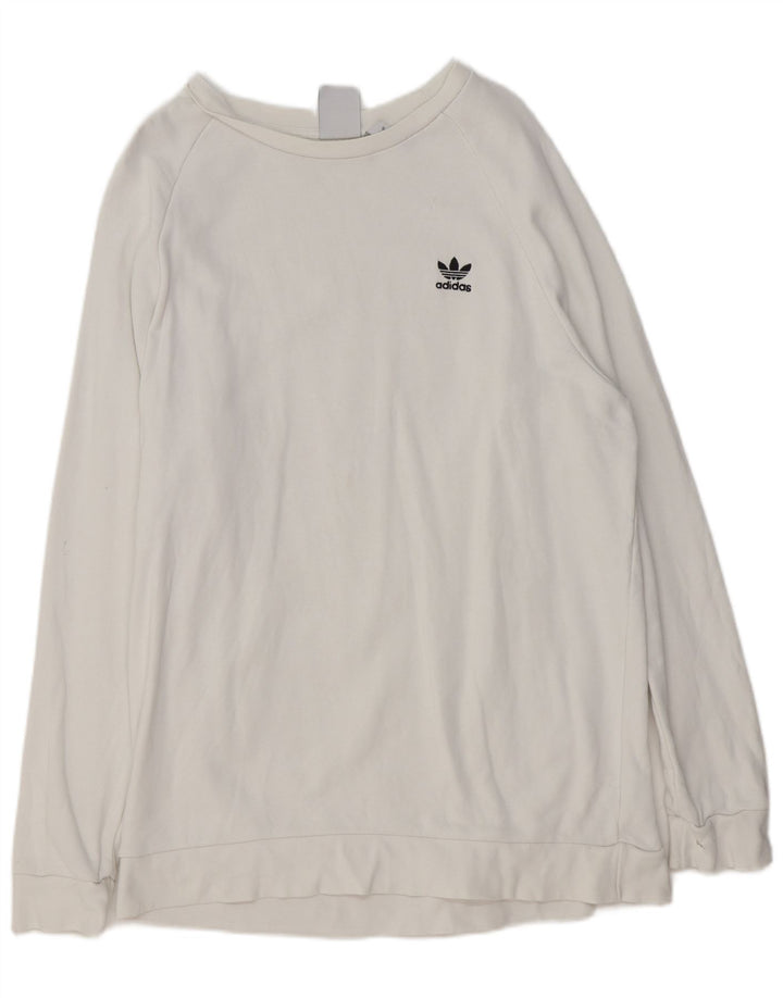 Felpa da uomo ADIDAS maglione grande cotone bianco