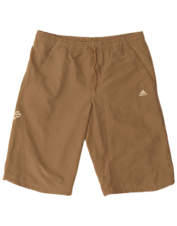 Pantaloncini sportivi grafici da uomo Adidas in poliestere marrone medio