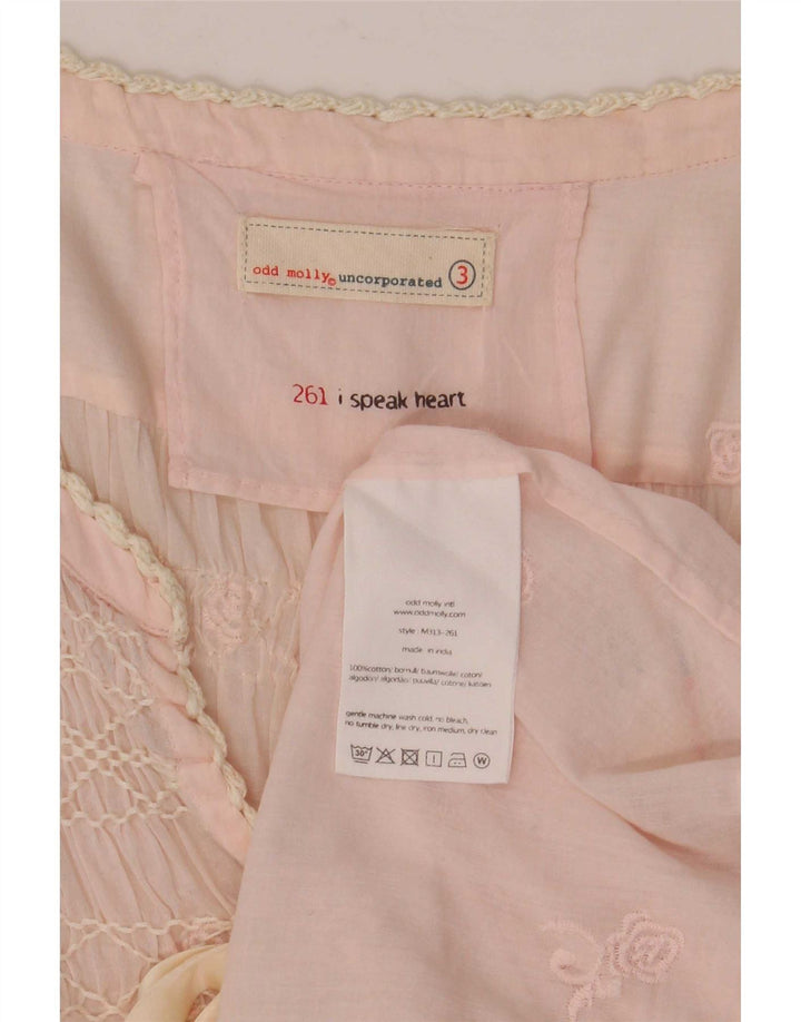Odd Molly Top da donna a maniche lunghe con cravatta frontale trasparente UK 12 Rosa medio