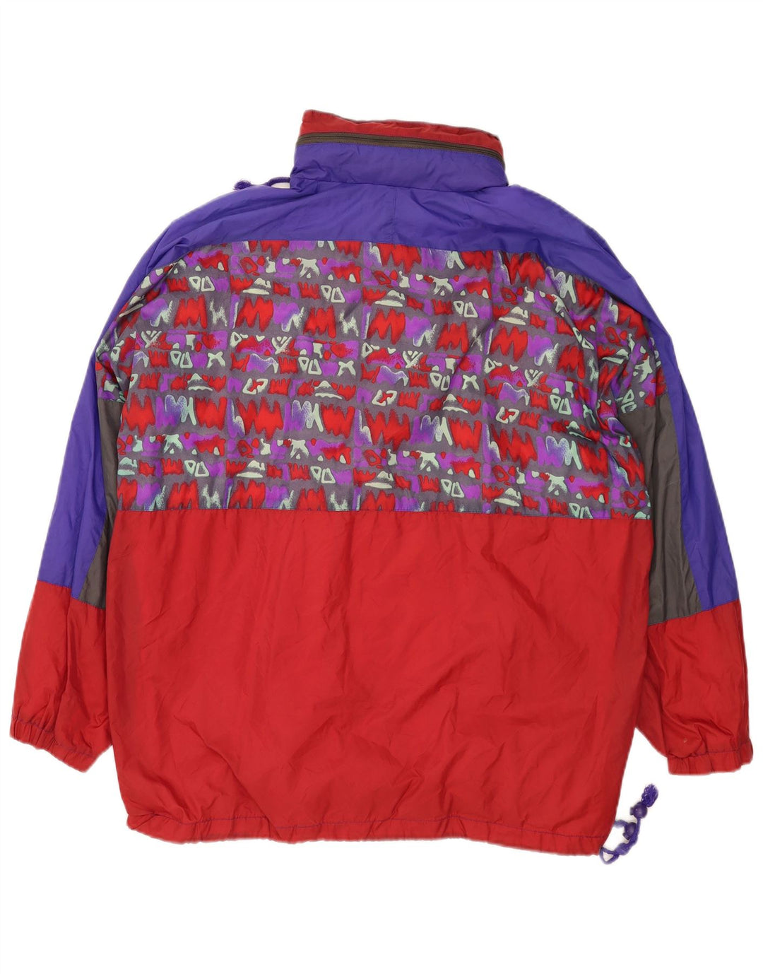 Giacca anorak vintage da uomo con cappuccio UK 40 Large Red Colourblock in poliammide