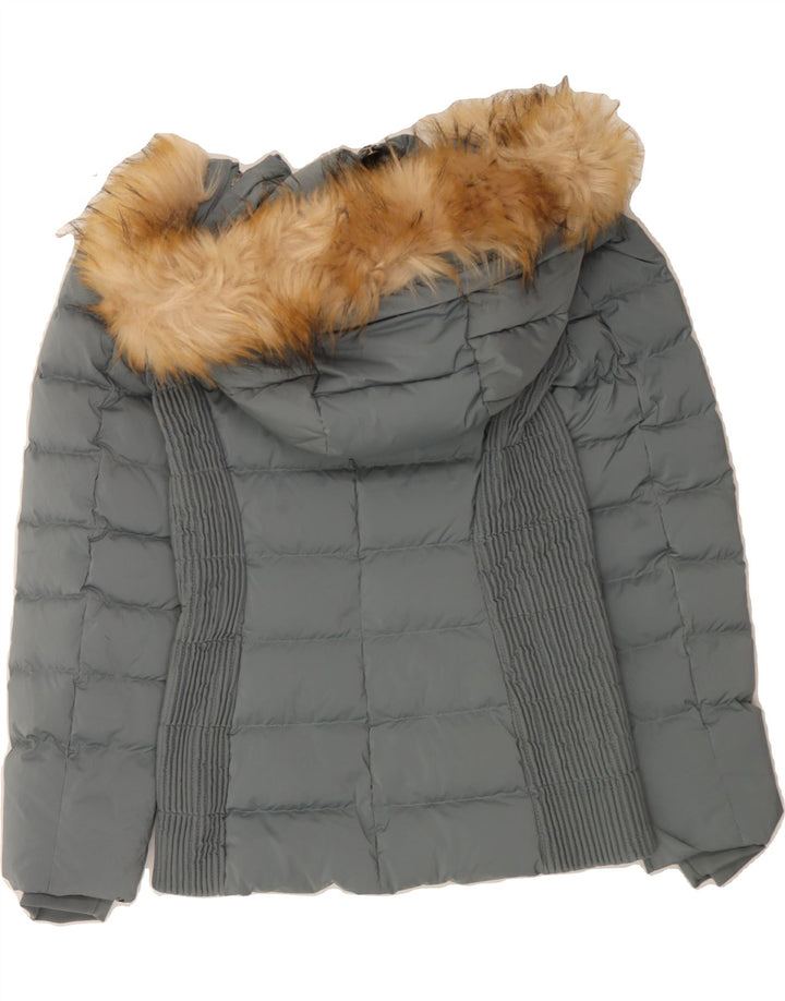 GUESS Womens Hooded Padded Jacket UK 10 Small Grey Polyester Vintage Guess and Second-Hand Guess from Messina Hembry 