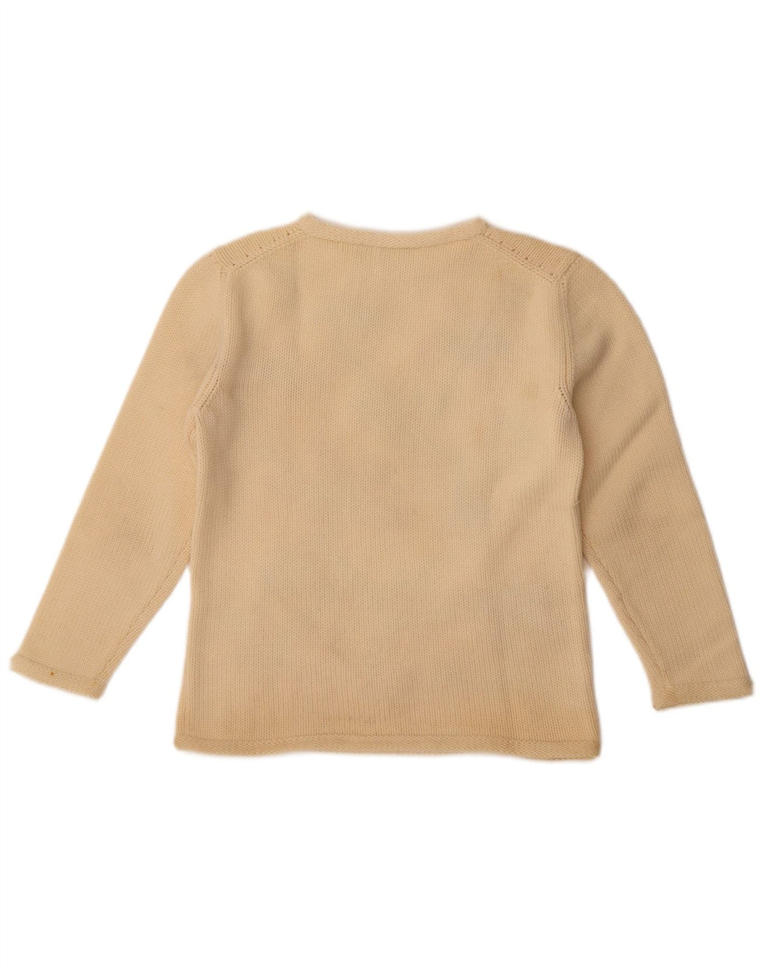 Maglione maglione girocollo da donna vintage UK 14 medio bianco sporco floreale