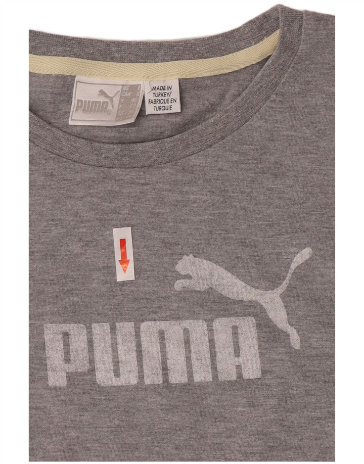 Puma Maglietta grafica da donna a maniche lunghe UK 14 Large Grigia