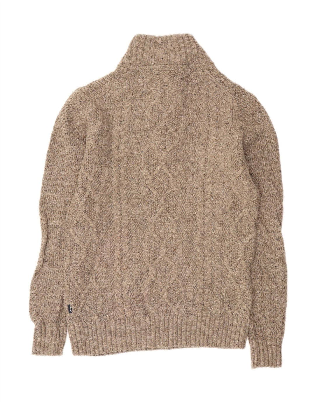 Maglione da uomo con collo a bottone Fat Face piccolo in lana beige