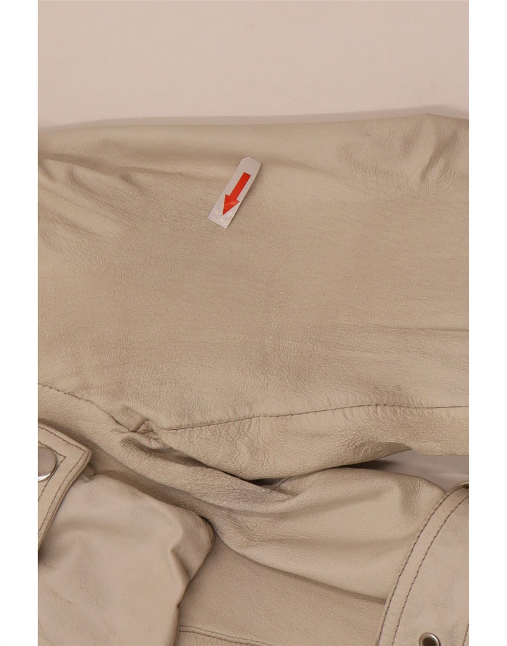 Giacca da corsa in pelle da donna vintage IT 46 grande in pelle bianca