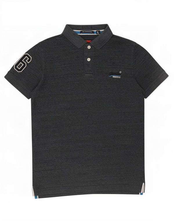 Superdry Mens Graphic Polo Shirt Large Grey Flecked Cotton