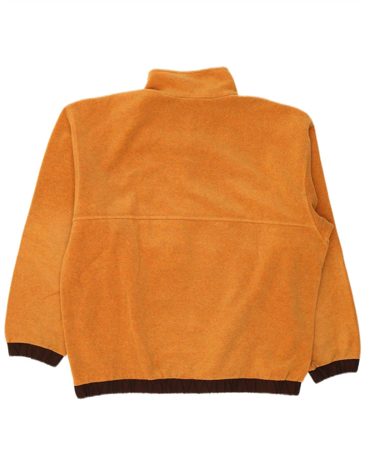 Maglione in pile da uomo vintage con bottone e collo XL in poliestere arancione