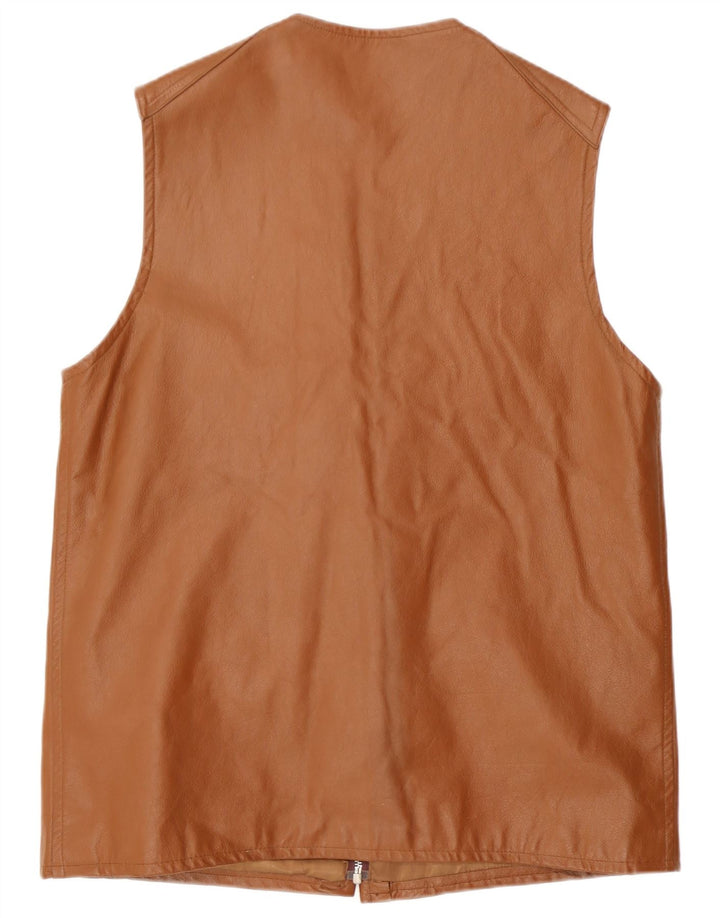 Gilet in pelle da uomo vintage UK 38 marrone medio