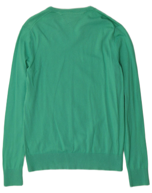 Maglione maglione con scollo a V da uomo Tommy Hilfiger in cotone verde medio