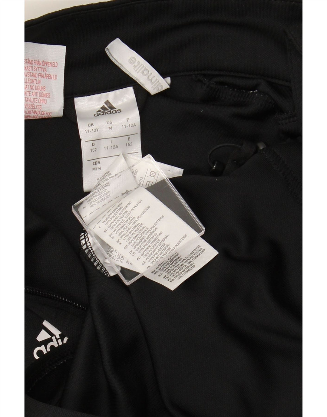 Giacca superiore della tuta ADIDAS da ragazzo Climalite 11-12 anni in poliestere nero